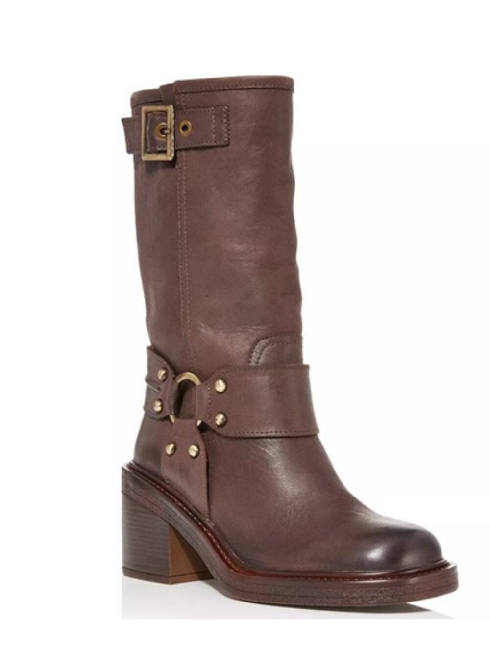 Aqua Women’s Buckled Block Heel Moto Boots, 37